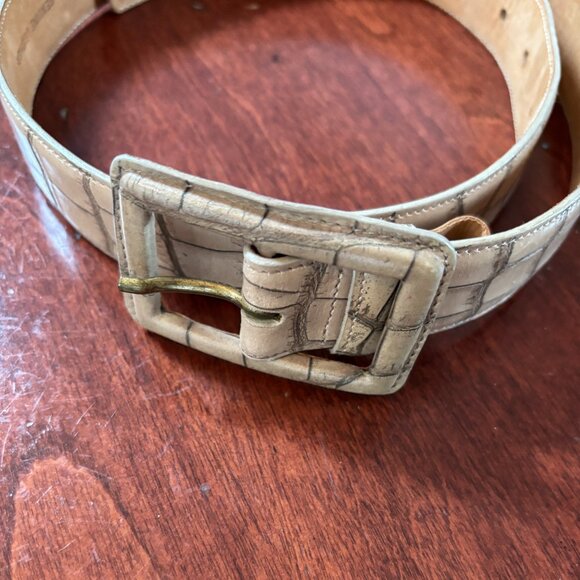 Giorgio Armani Tan Croc Embossed Pattern Leather Belt, Size 75/30 main image 5